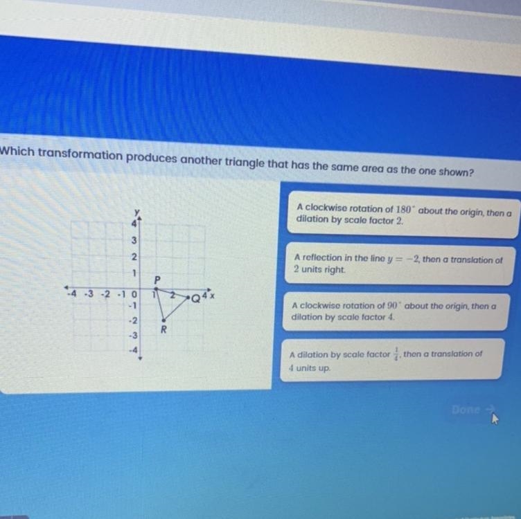 Which transformation produces another triangle that has the same area as the one shown-example-1