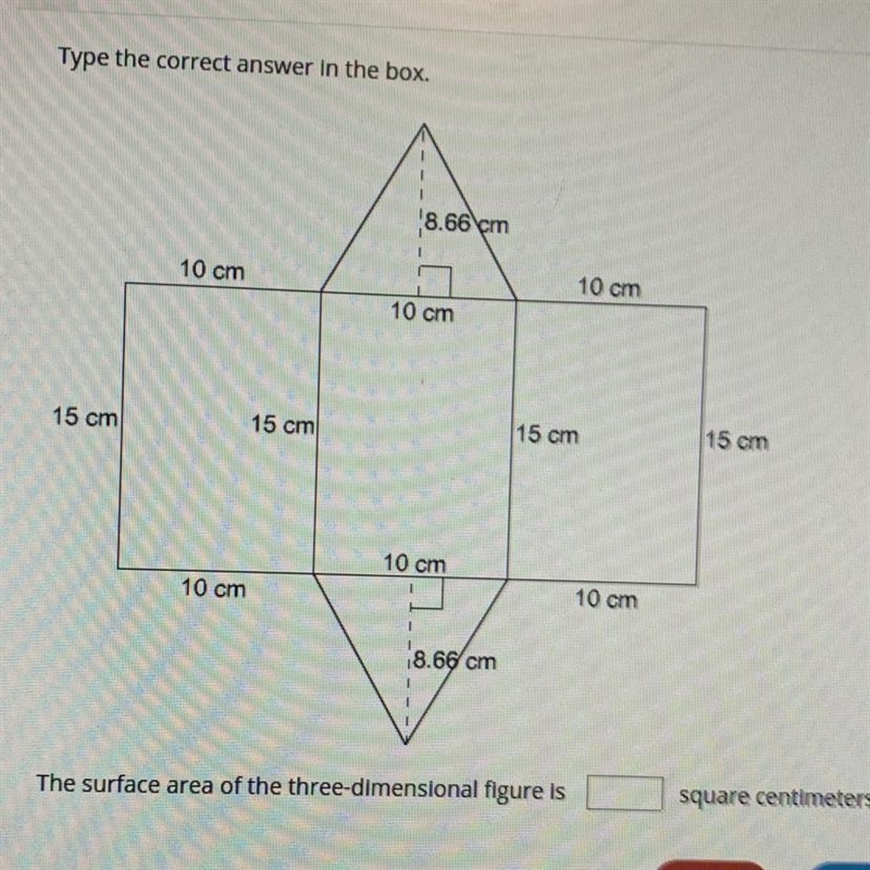 15 cm 15 cm 10 cm 10 cm 1 10 cm 1 8.66cm 1 The surface area of the three-dimensional-example-1