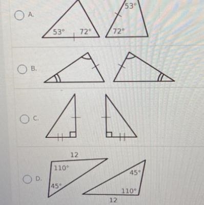 Which pair of triangles can be proven congruent by ASA?-example-1