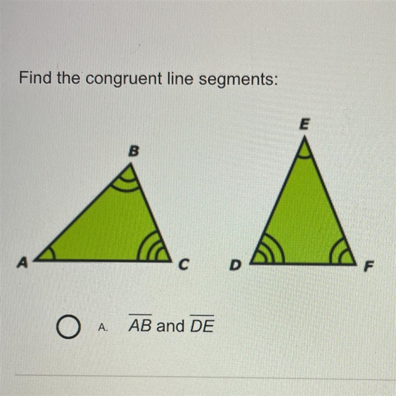 Find the congruent line segments-example-1