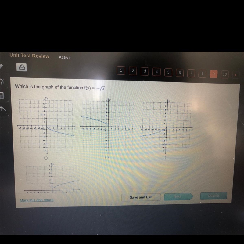 PLEASE HURRY Which is the graph of the function f(x) = -√x-example-1