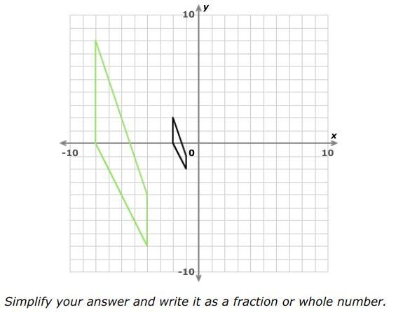 The green shape is a dilation of the black shape. What is the scale factor of the-example-1