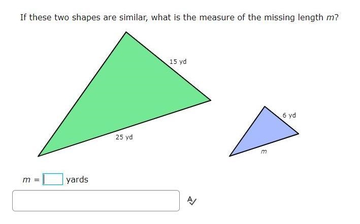 Please help! image is shown below. if these two shapes are similar, what is the measure-example-1