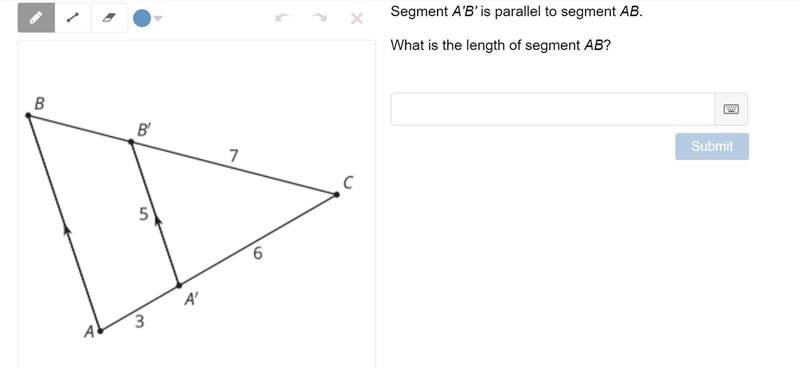 Segment A'B' is parallel to segment AB. What is the length of segment AB?-example-1