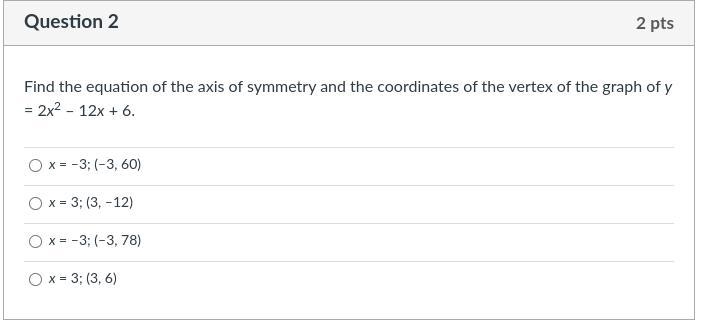 Find the equation of the axis of symmetry and the coordinates of the vertex of the-example-1