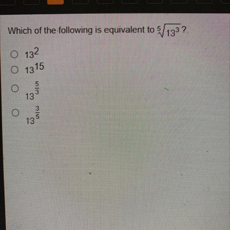 Which of the following is equivalent to ^5sqrt13^3-example-1