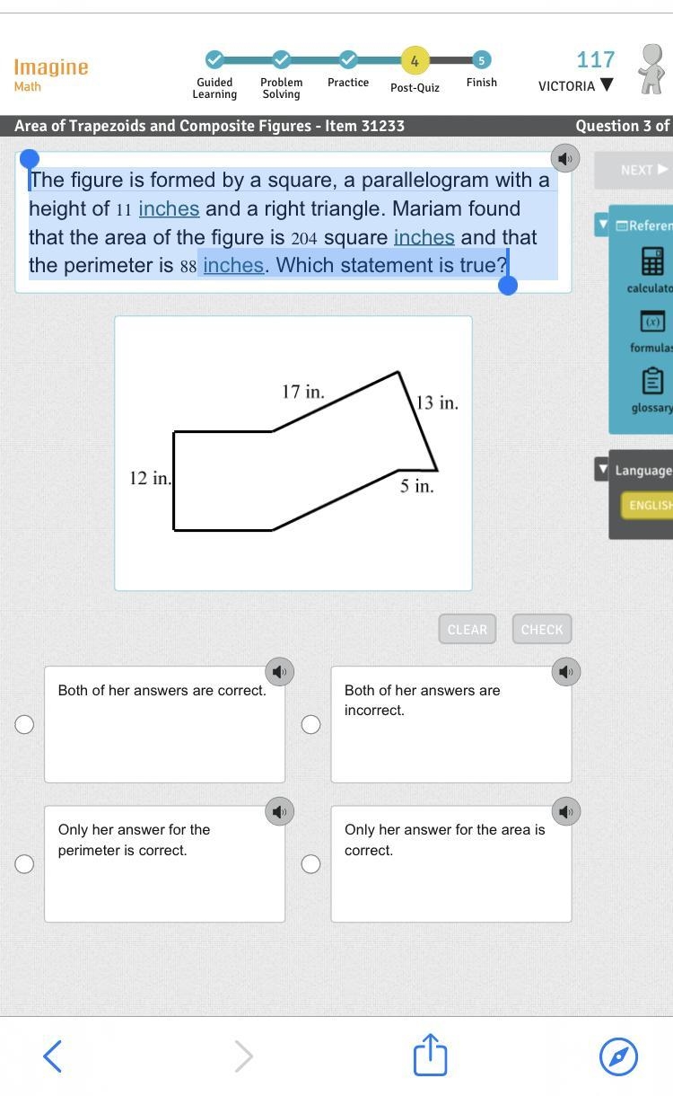 The figure is formed by a square, a parallelogram with a height of 11 11 inches and-example-1