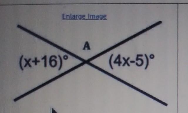 Use the properties of vertical angles to find the value of x. A) 3 B) 5 C) 7 D) 9 What-example-1