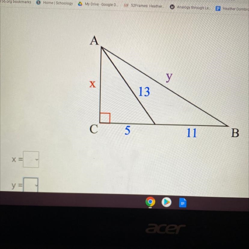 I need to find x & y. plz answer i really need thisssss. only if correct :)-example-1