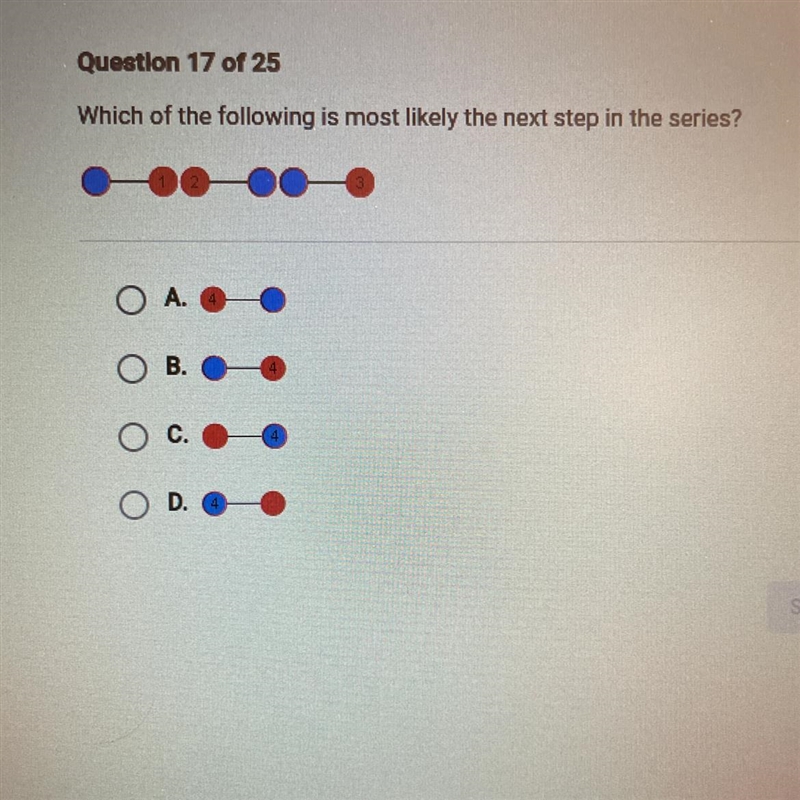 Which of the following is most likely the next step in the series? B. SUBMIT-example-1