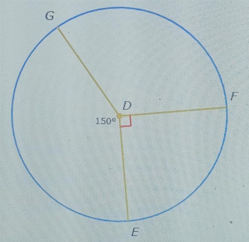 What is m<FDG? Parts of a circle and central angles​-example-1