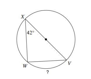 What is the measure of WV? A.) 21 B.) 42 C.) 84 D.) 104-example-1