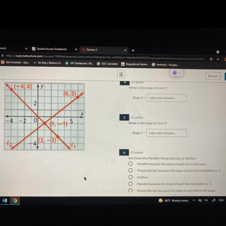 Help pls I need the slope of the line 1 and 2-example-1