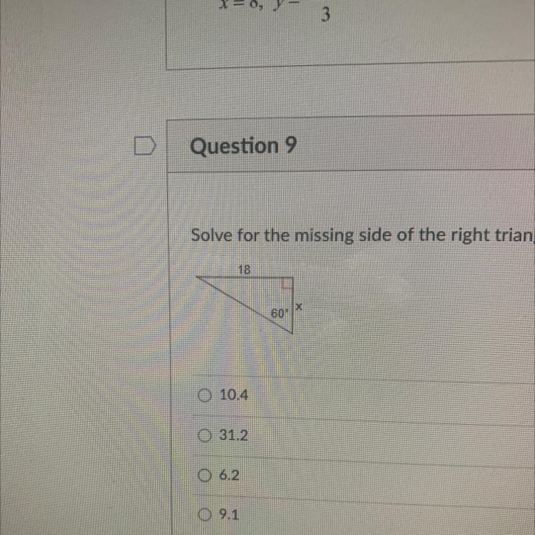 Solve for the missing side of the right triangle. Round your answer to the nearest-example-1