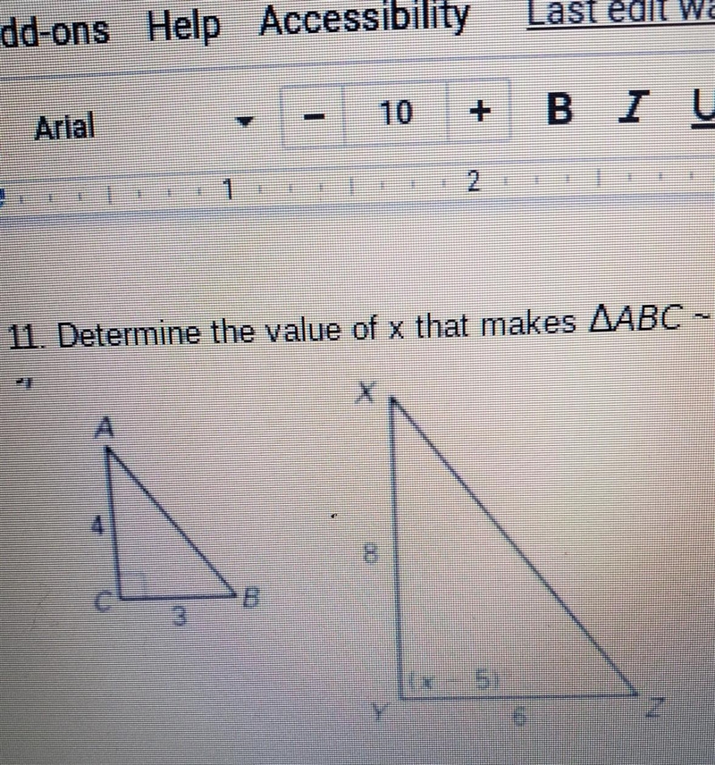 How do you solve for x the similarity statement is abc~ xyz​-example-1