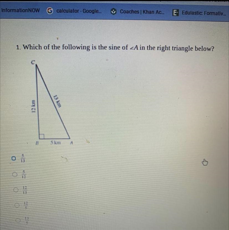 Which of the following is a sine of a in the right triangle below-example-1