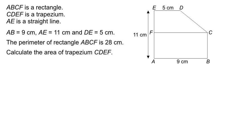 Calculate the area of trapezium CDEF.-example-1