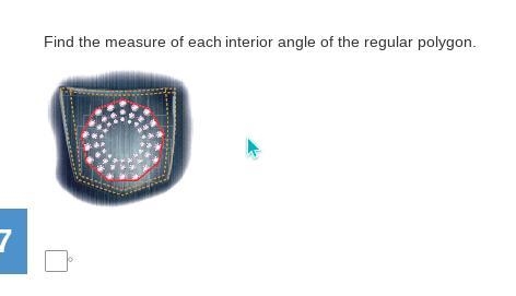 Find the measure of each interior angle of the regular polygon.-example-1