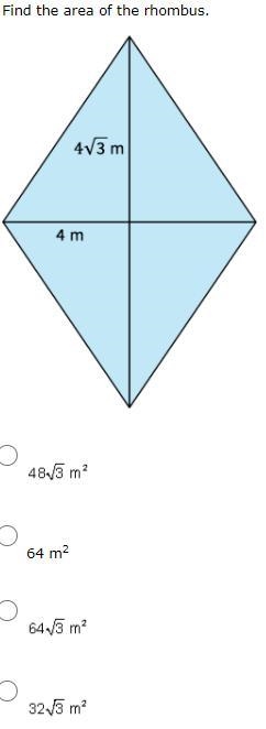 Find the area of the rhombus-example-1