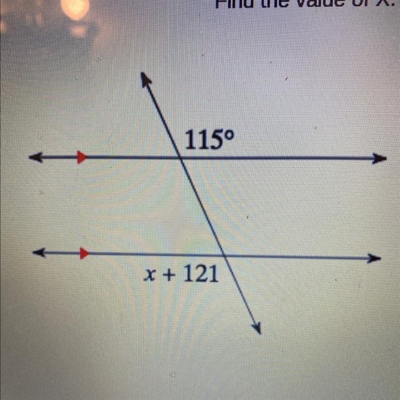 Find the value of X. show your work (geometry)-example-1