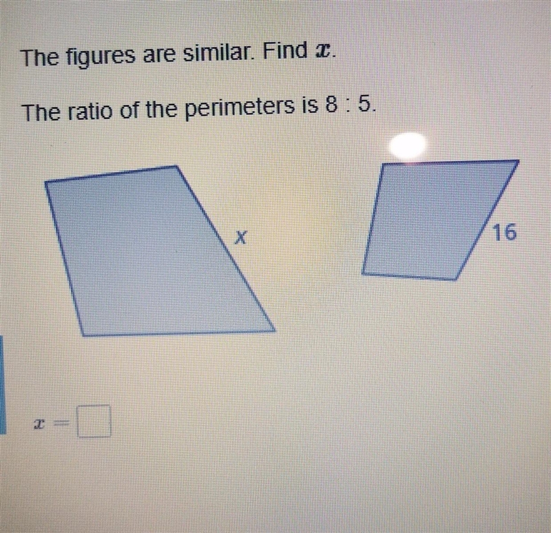 The figures are similar. find x.​-example-1