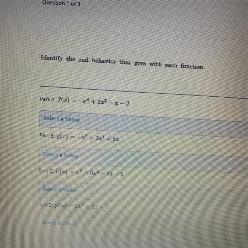 Identify the end behavior that goes with each function,-example-1