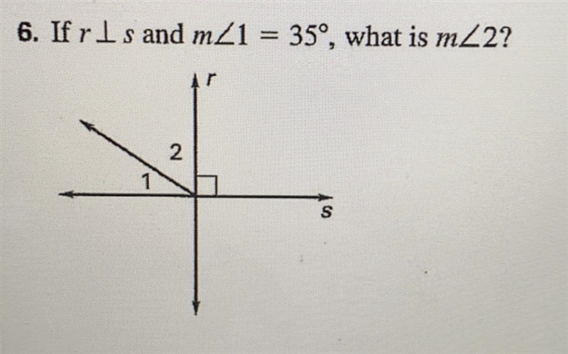 6. If rls and mZ1 = 35º, what is mZ2? 2 1 S please help!!-example-1