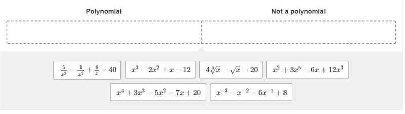 PLEASE HELP Drag the expressions into the boxes to correctly complete the table. Polynomial-example-1