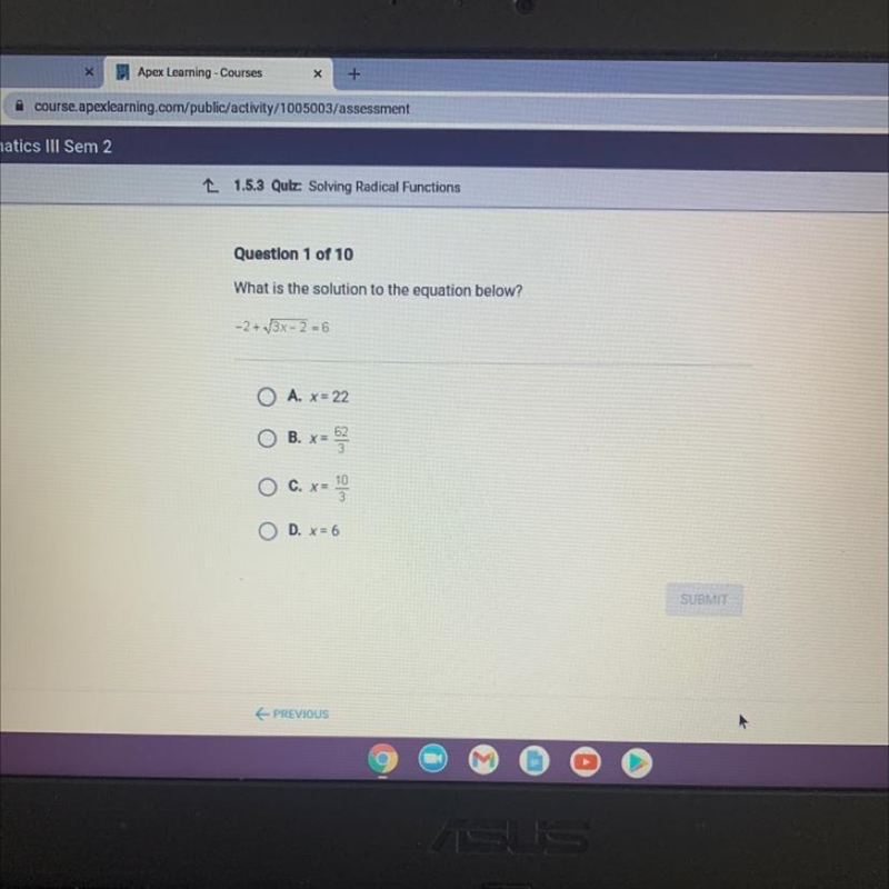 What is the solution to the equation below -2+ square root 3x-2=6-example-1