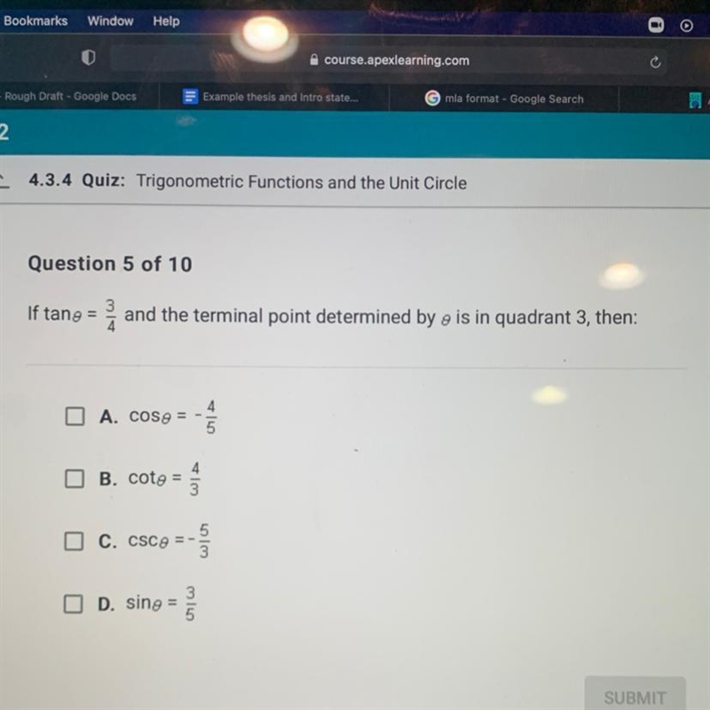 Hurry please!!!! If tang = and the terminal point determined by 2 is in quadrant 3, then-example-1