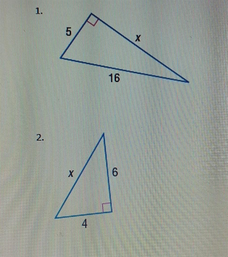 What are these?? Find x. Simplify the Radical or Round to the nearest. ​-example-1