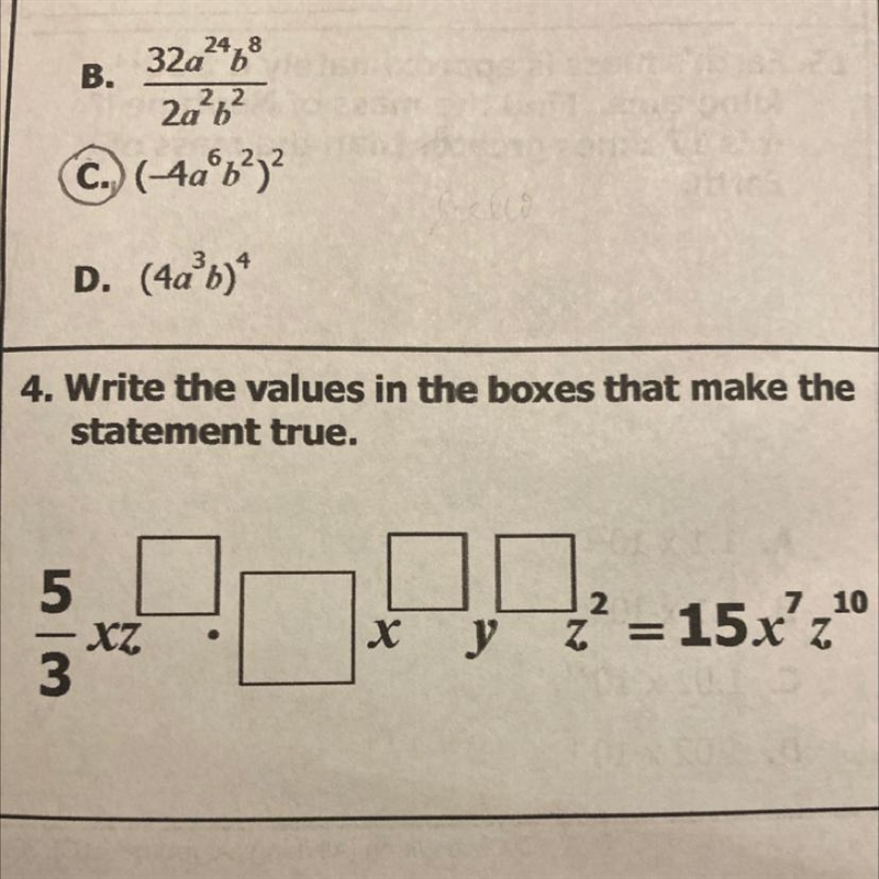 Write the values in the boxes that make the statement true-example-1