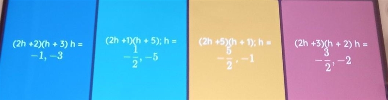 Which is the correct factoring and solutions? 2h² + 11h + 5 = 0 Show your work or-example-1