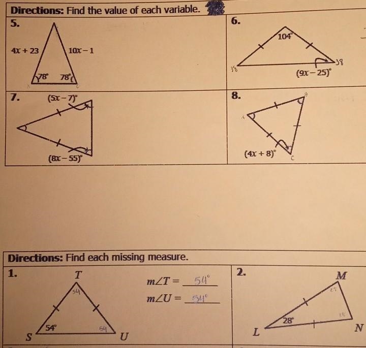 Directions:: Find the value of each variable. Please help​-example-1