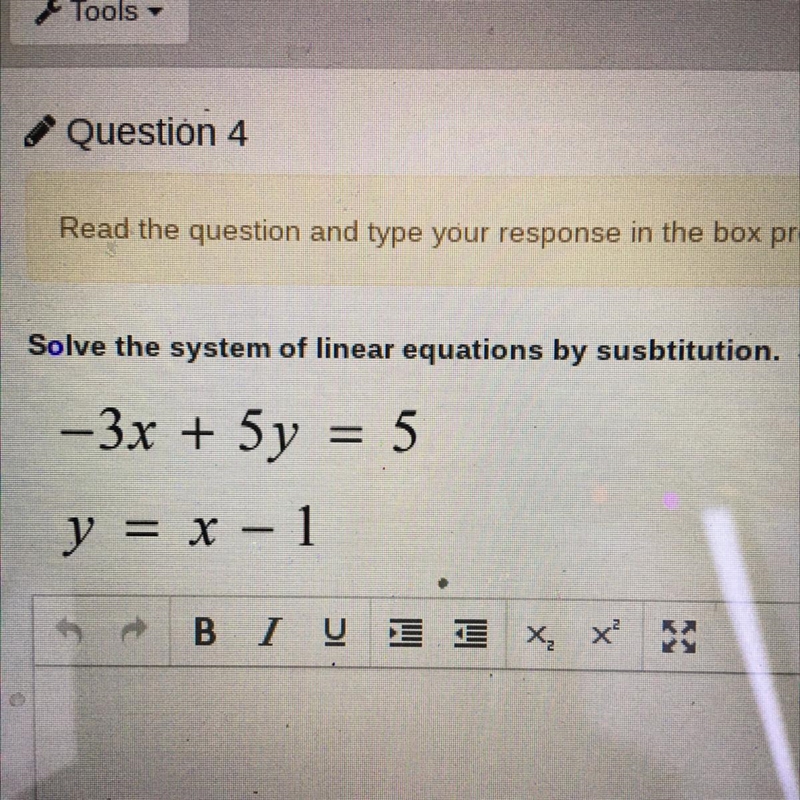 Solve the system of linear equations by susbitution! Show your work please!!!-example-1