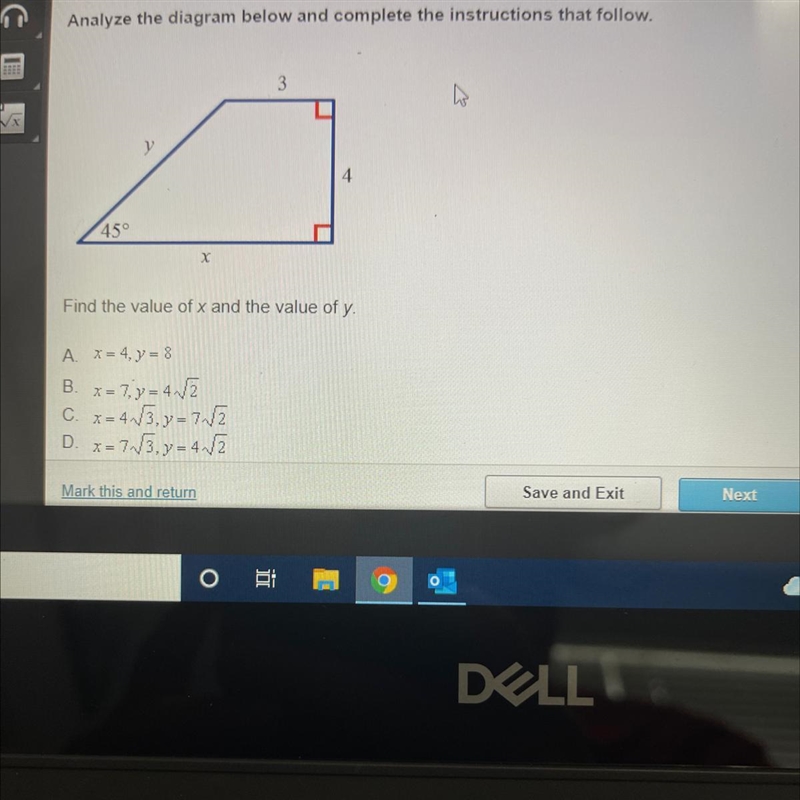 Step by step explanation of finding the value of x and y-example-1