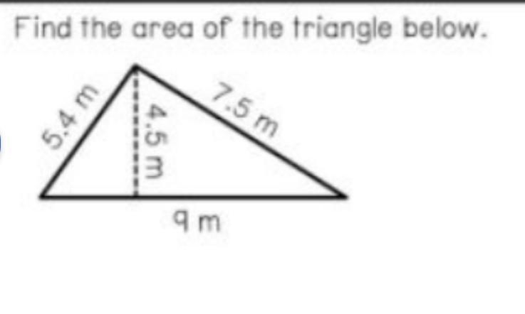 Find the area of the triangle below.-example-1