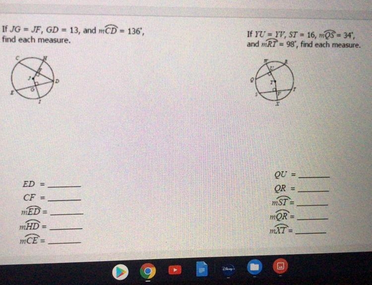 Plz help find each circle measure !!!!!-example-1