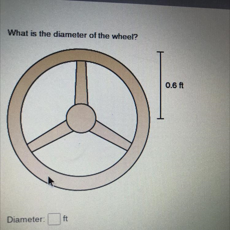 Find the diameter of the wheel. 0.6ft-example-1