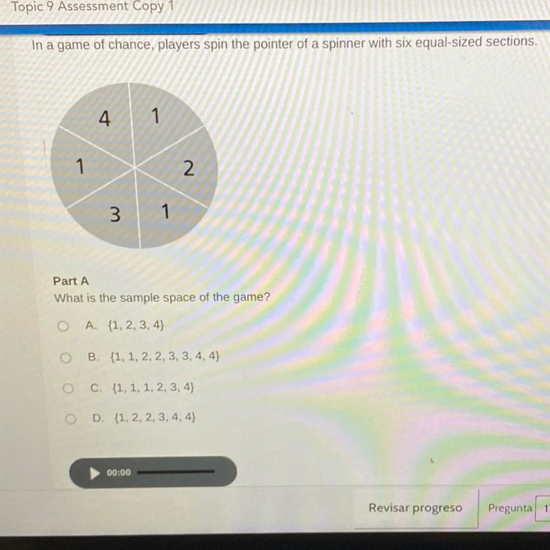 Part B What are the probabilities of each outcome in the sample space? Select all-example-1