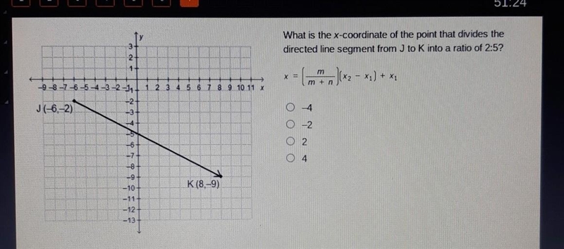 What is the x-coordinate of the point that divides the directed line segment from-example-1