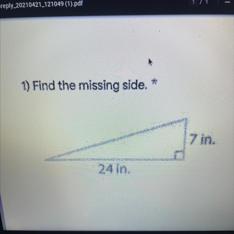 1) Find the missing side.-example-1