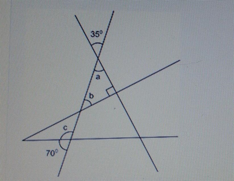 (05.05 MC) What are the measures of Angles a, b, and c? Show your work and explain-example-1