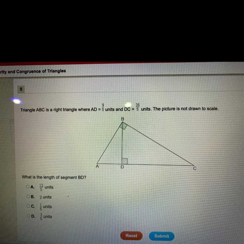 Triangle ABC is a right triangle where AD = 5 units and DC = 5 units. The picture-example-1