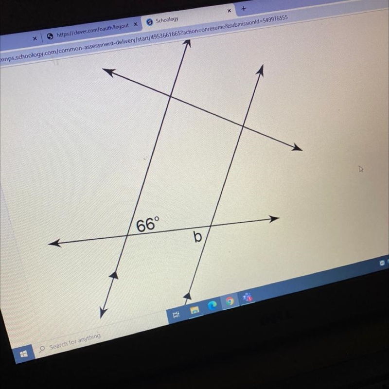 Find the measure of angle b. What is the Answers? A.87 B.66 C.24 D.156 Can you help-example-1