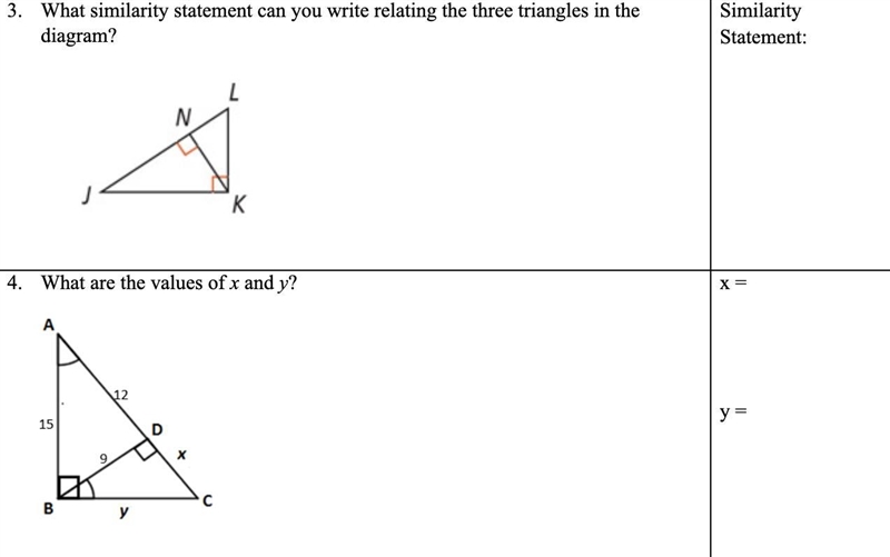 What similarity statement can you write relating the three triangles in the diagram-example-1