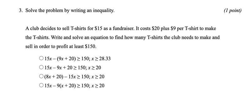 Solve the problem by writing a inequality-example-1