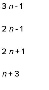 If n is a term of the sequence 2, 5, 8, 11, ..., which expression would give the value-example-1