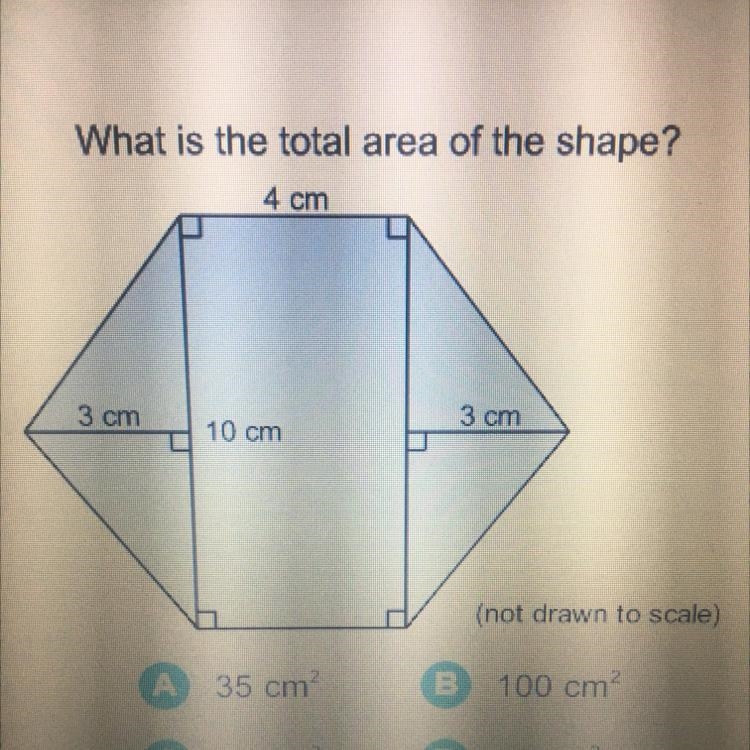 What is the total area of the shape? A 35 cm? B 100 cm? C 70 cm? D 50 cm?-example-1