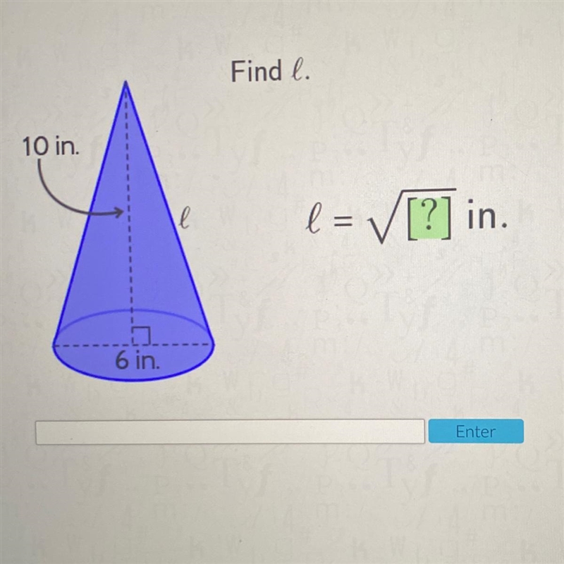 Find L 10in 6in L=__in-example-1